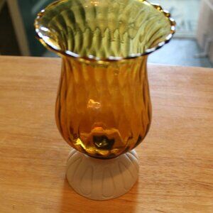 Amber Glass Candle Holder